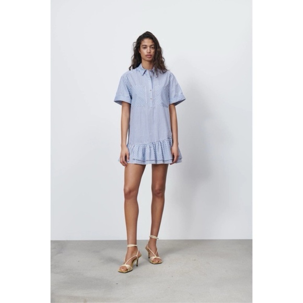Zara Striped Mini Dress with Ruffles
